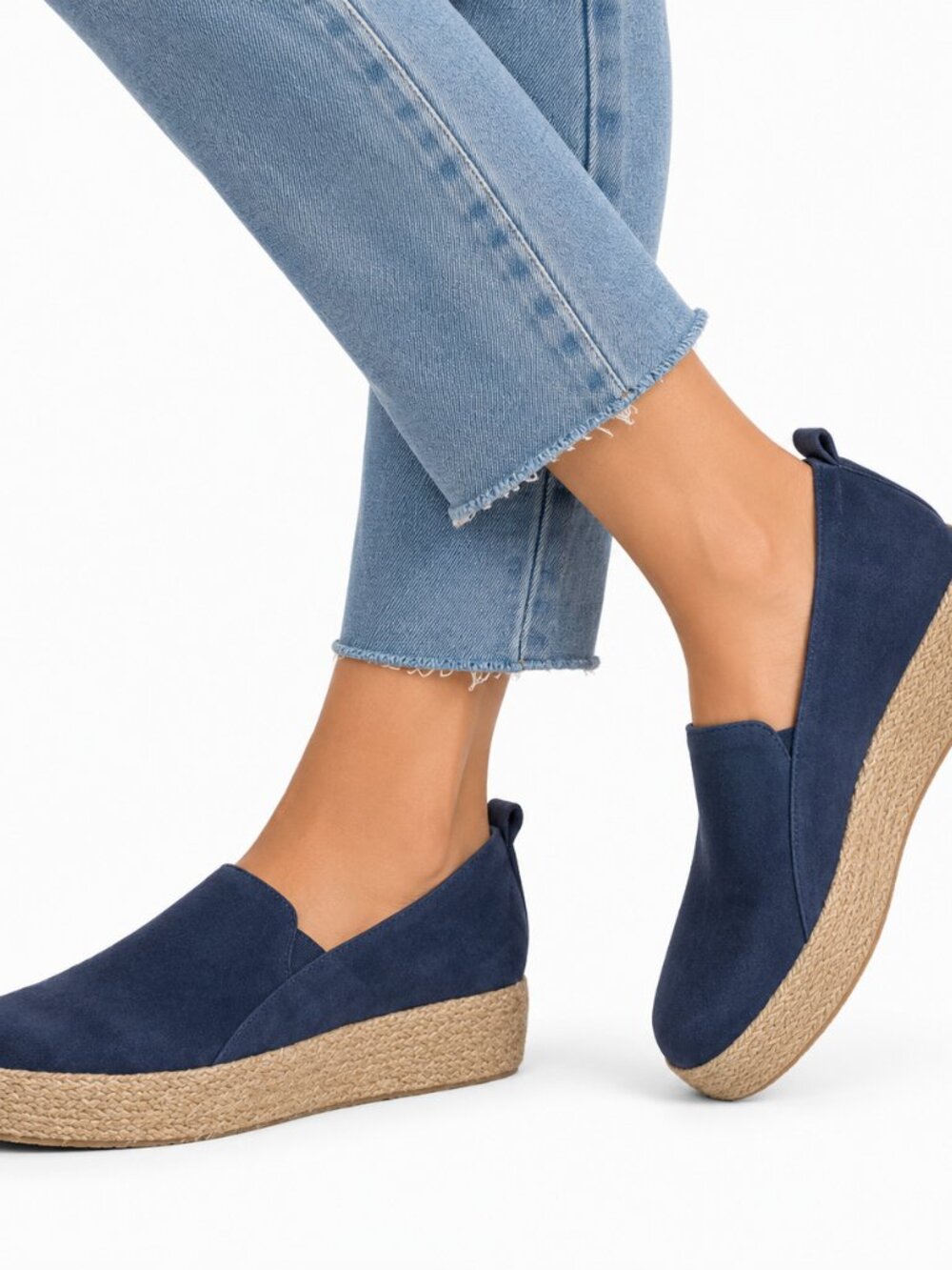 Vince Wilden Espadrille Platform Sneakers Womens 6 Navy Suede Slip On Designer‎